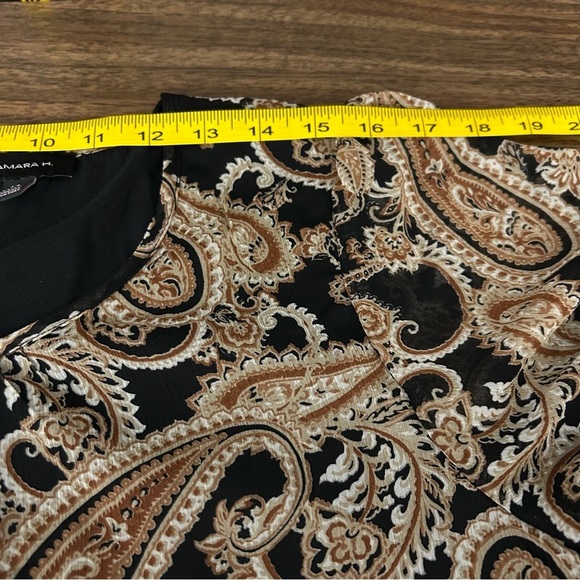 ❤️ TAMARA H. Paisley Print Women's Top - Black and Brown L - Picture 8 of 10